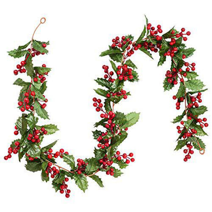 Red Berry Christmas Garland Flexible Artificial Berry Garland for Indoor Outdoor Fireplace Decoration-Style 1