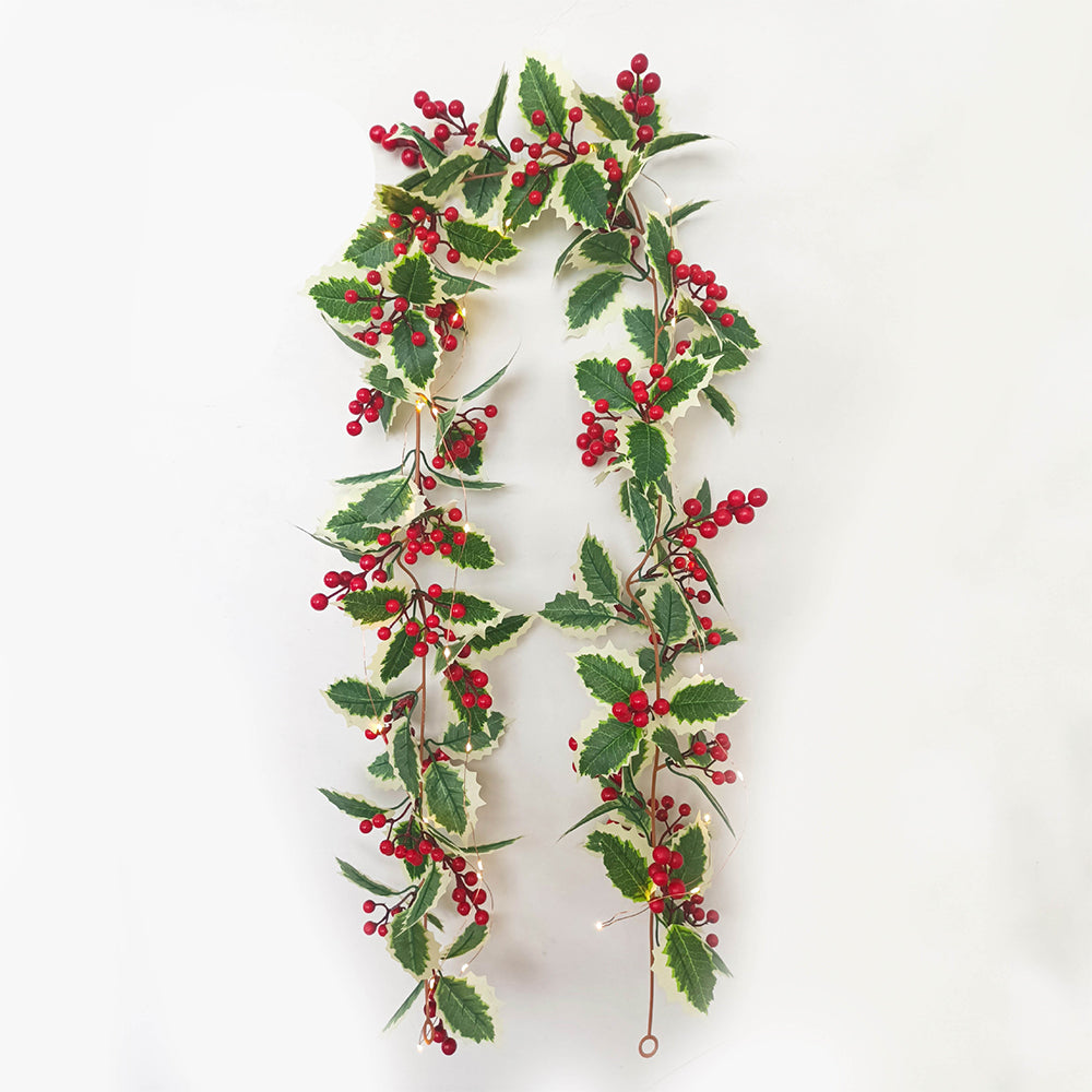 Red Berry Christmas Garland Flexible Artificial Berry Garland for Indoor Outdoor Fireplace Decoration-Style 2