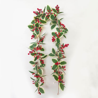 Red Berry Christmas Garland Flexible Artificial Berry Garland for Indoor Outdoor Fireplace Decoration-Style 2