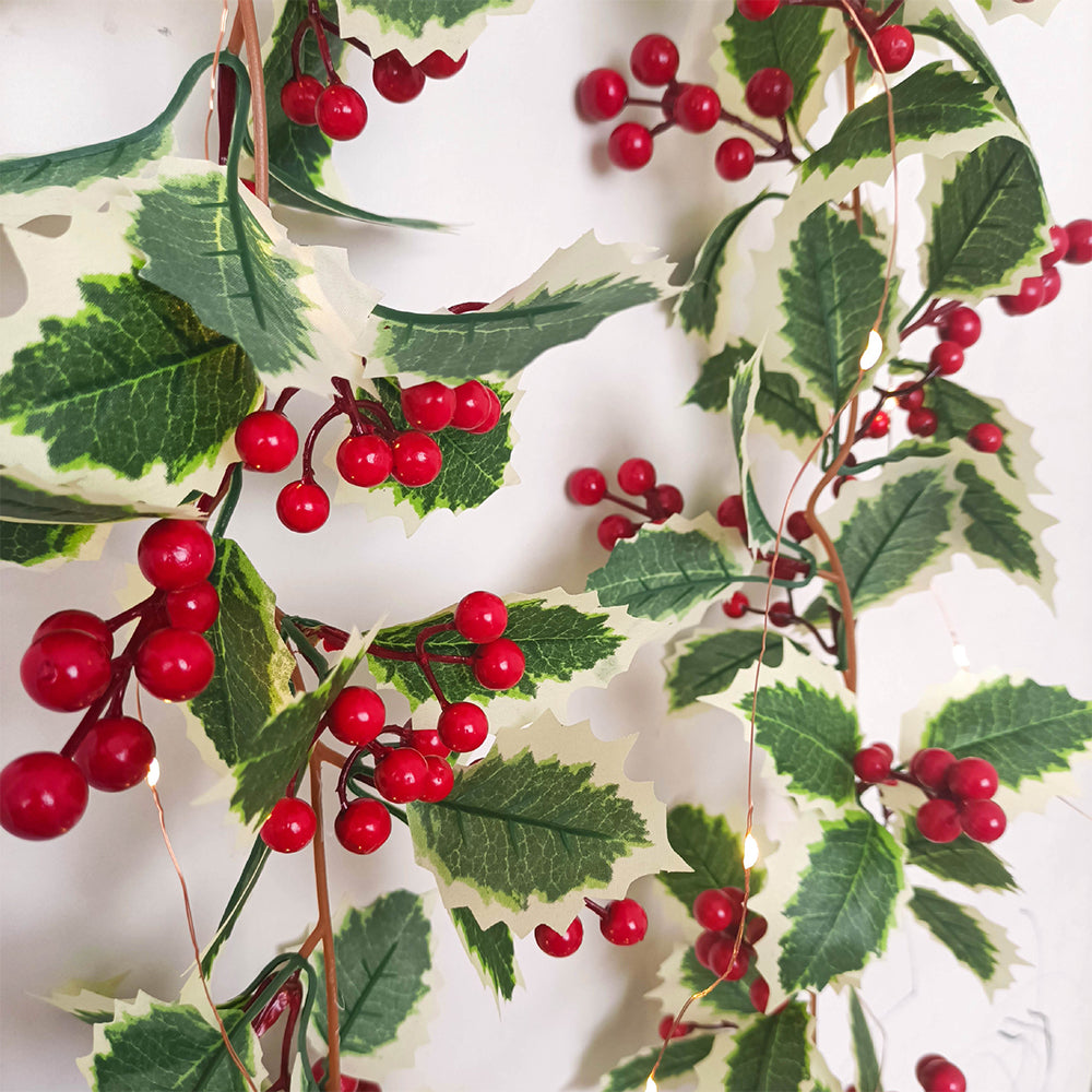 Red Berry Christmas Garland Flexible Artificial Berry Garland for Indoor Outdoor Fireplace Decoration-Style 2