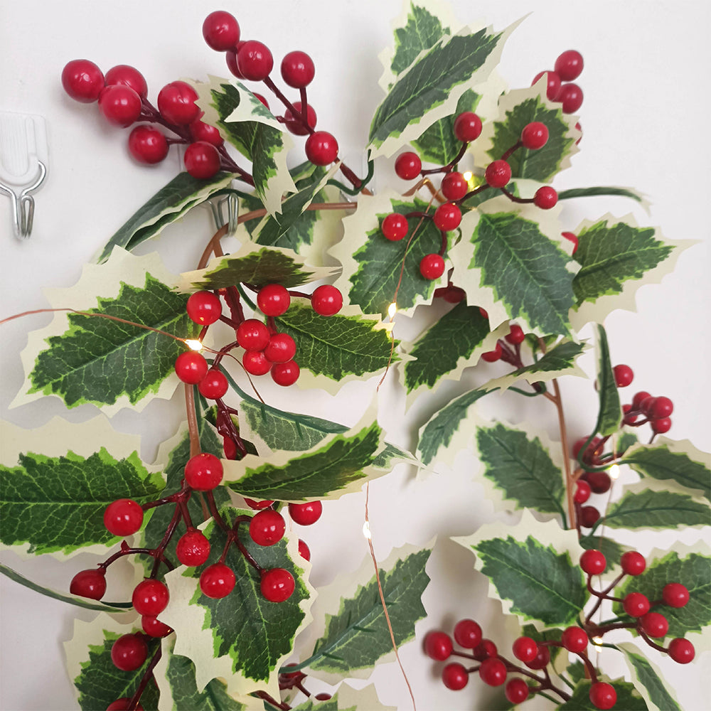 Red Berry Christmas Garland Flexible Artificial Berry Garland for Indoor Outdoor Fireplace Decoration-Style 2
