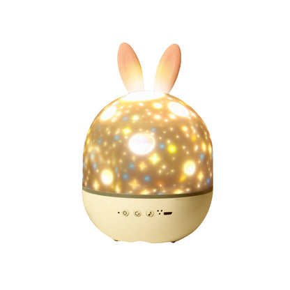 Star Night Light Projector 3 in 1 Rechargeable Rotating Elk Rabbit Night Lamp Classic Music Box -Rabbit