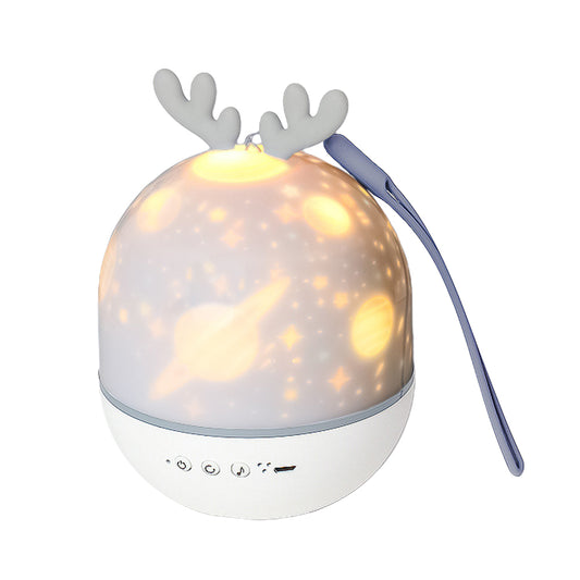 Star Night Light Projector 3 in 1 Rechargeable Rotating Elk Rabbit Night Lamp Classic Music Box -Elk