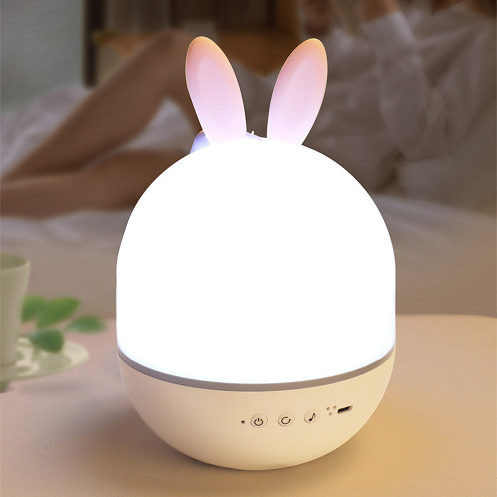Star Night Light Projector 3 in 1 Rechargeable Rotating Elk Rabbit Night Lamp Classic Music Box -Rabbit