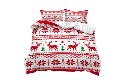 3Pcs Bedding Set Christmas Duvet Quilt Cover Pillowcases For Festive Bedroom Decor-Style 3