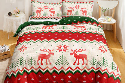 3Pcs Bedding Set Christmas Duvet Quilt Cover Pillowcases For Festive Bedroom Decor-Style 1