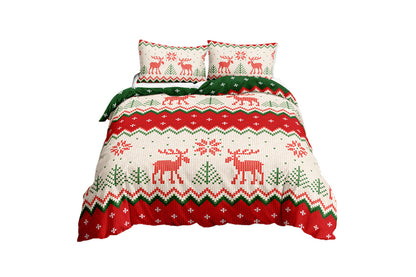 3Pcs Bedding Set Christmas Duvet Quilt Cover Pillowcases For Festive Bedroom Decor-Style 1