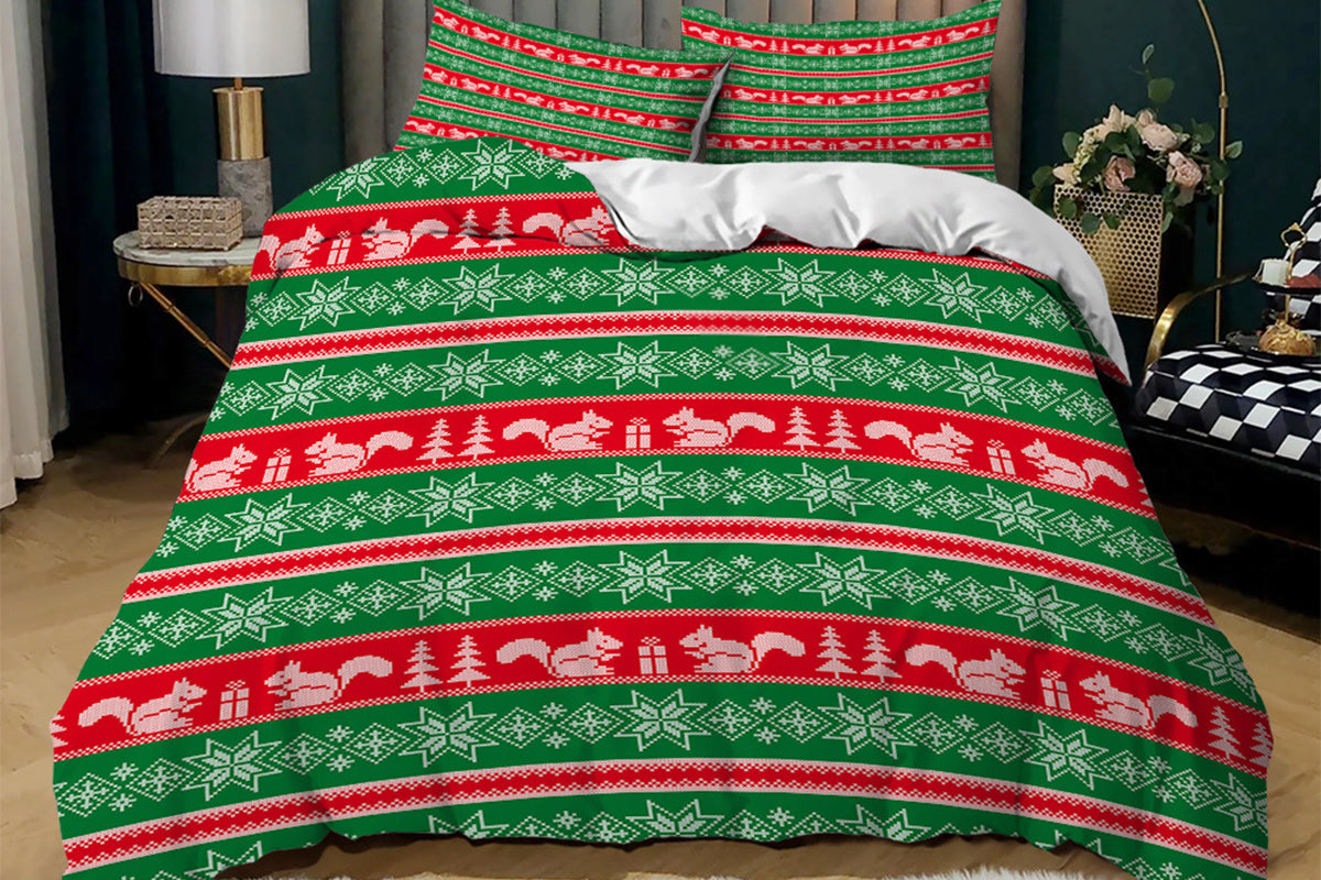 3Pcs Bedding Set Christmas Duvet Quilt Cover Pillowcases For Festive Bedroom Decor-Style 5