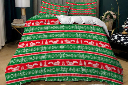 3Pcs Bedding Set Christmas Duvet Quilt Cover Pillowcases For Festive Bedroom Decor-Style 5