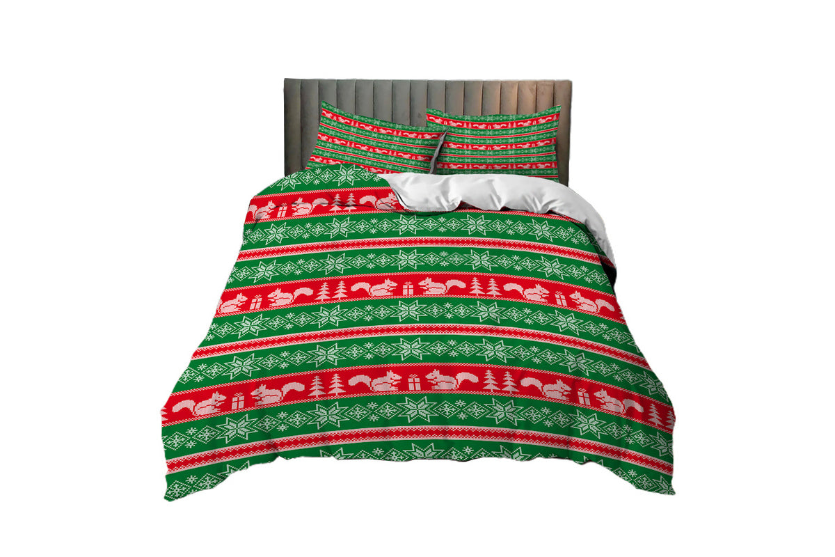 3Pcs Bedding Set Christmas Duvet Quilt Cover Pillowcases For Festive Bedroom Decor-Style 5