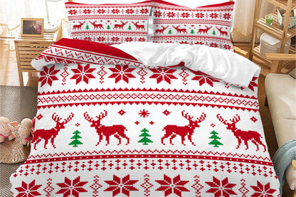 3Pcs Bedding Set Christmas Duvet Quilt Cover Pillowcases For Festive Bedroom Decor-Style 3