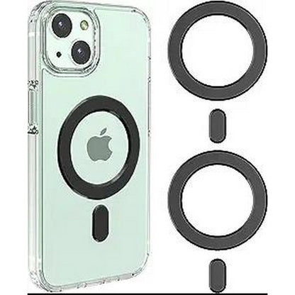 2Pcs Magnetic Wireless Charger Universal Metal Rings Sticker for Magsafe Accessories C -Black