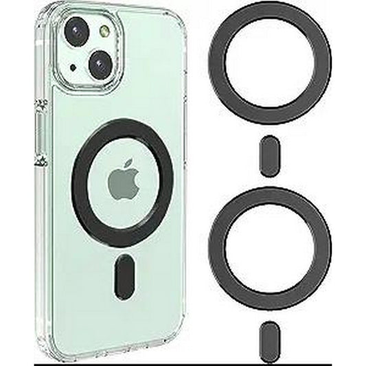 2Pcs Magnetic Wireless Charger Universal Metal Rings Sticker for Magsafe Accessories C -Black