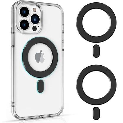 2Pcs Magnetic Wireless Charger Universal Metal Rings Sticker for Magsafe Accessories C -Black