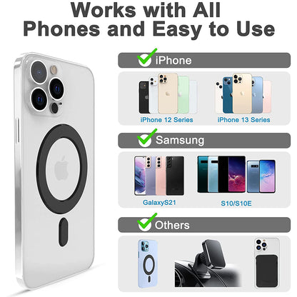 2Pcs Magnetic Wireless Charger Universal Metal Rings Sticker for Magsafe Accessories C -Black