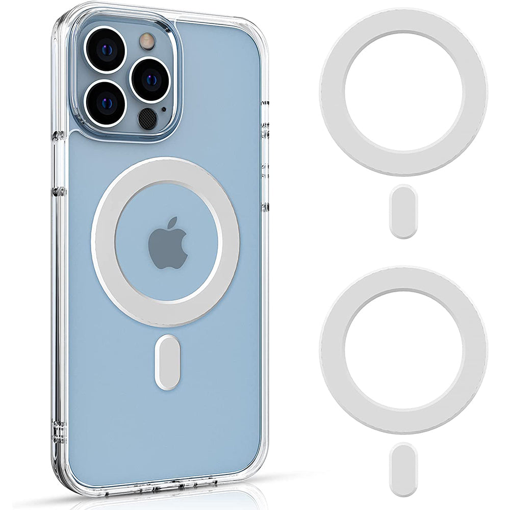2Pcs Magnetic Wireless Charger Universal Metal Rings Sticker for Magsafe Accessories C -White