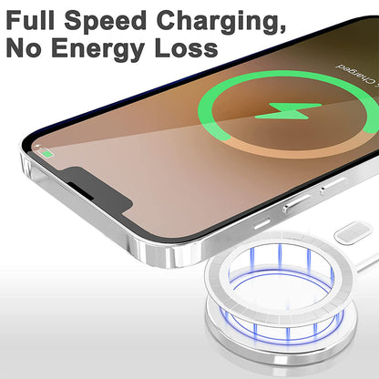 2Pcs Magnetic Wireless Charger Universal Metal Rings Sticker for Magsafe Accessories C -White