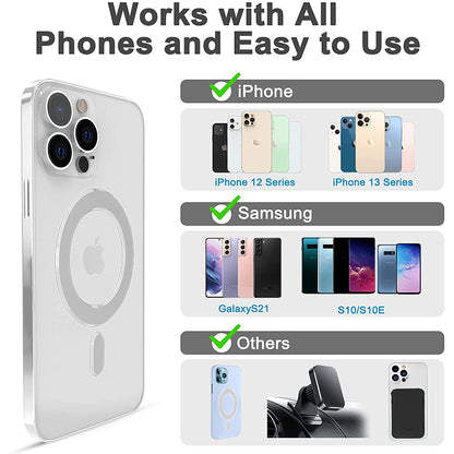 2Pcs Magnetic Wireless Charger Universal Metal Rings Sticker for Magsafe Accessories C -White