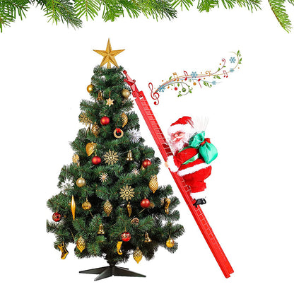 Toy Christmas Electric Climbing Santa Claus Climbing Ladder Christmas Tree Hanging Ornament Pedant Decoration-Red Single ladder