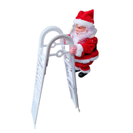 Toy Christmas Electric Climbing Santa Claus Climbing Ladder Christmas Tree Hanging Ornament Pedant Decoration-Double ladder