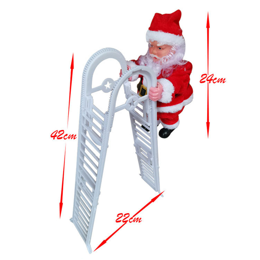 Toy Christmas Electric Climbing Santa Claus Climbing Ladder Christmas Tree Hanging Ornament Pedant Decoration-Double ladder