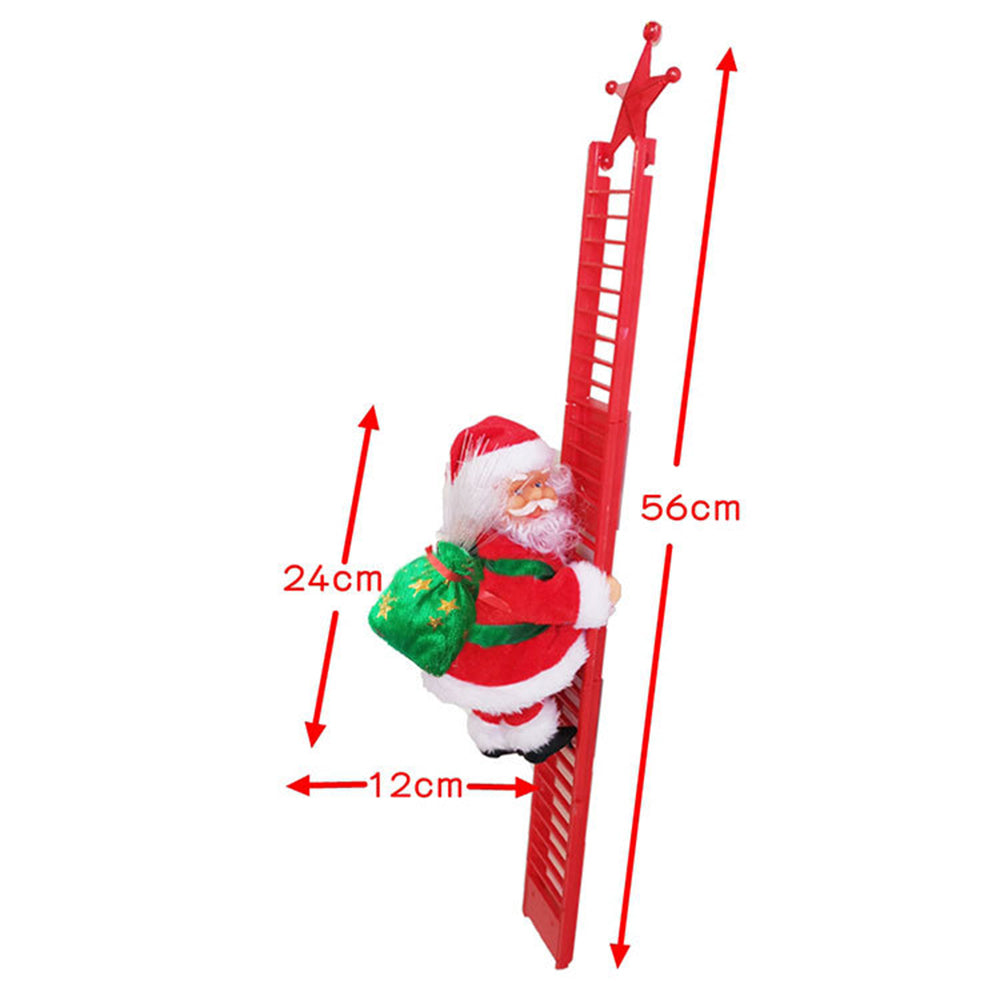 Toy Christmas Electric Climbing Santa Claus Climbing Ladder Christmas Tree Hanging Ornament Pedant Decoration-Red Single ladder