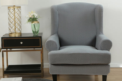 Stretch Wingback Chair Cover Wingback Armchair Slipcovers Furniture Protector-Grey