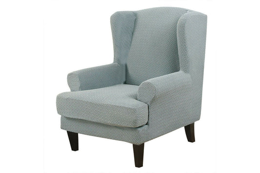 Stretch Wingback Chair Cover Wingback Armchair Slipcovers Furniture Protector-Light Grey