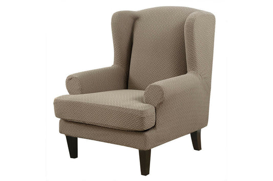 Stretch Wingback Chair Cover Wingback Armchair Slipcovers Furniture Protector-Camel