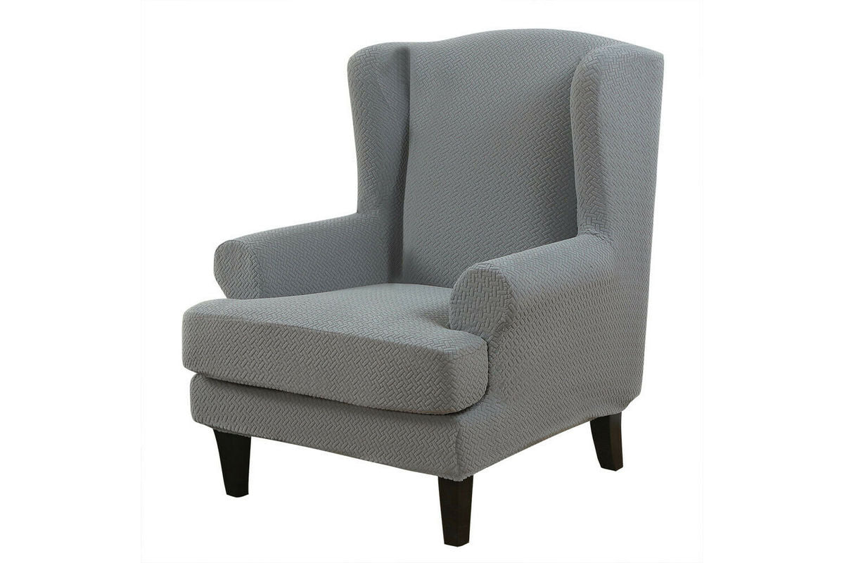 Stretch Wingback Chair Cover Wingback Armchair Slipcovers Furniture Protector-Grey