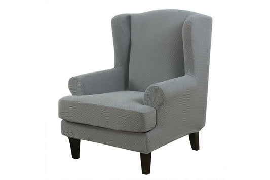 Stretch Wingback Chair Cover Wingback Armchair Slipcovers Furniture Protector-Grey