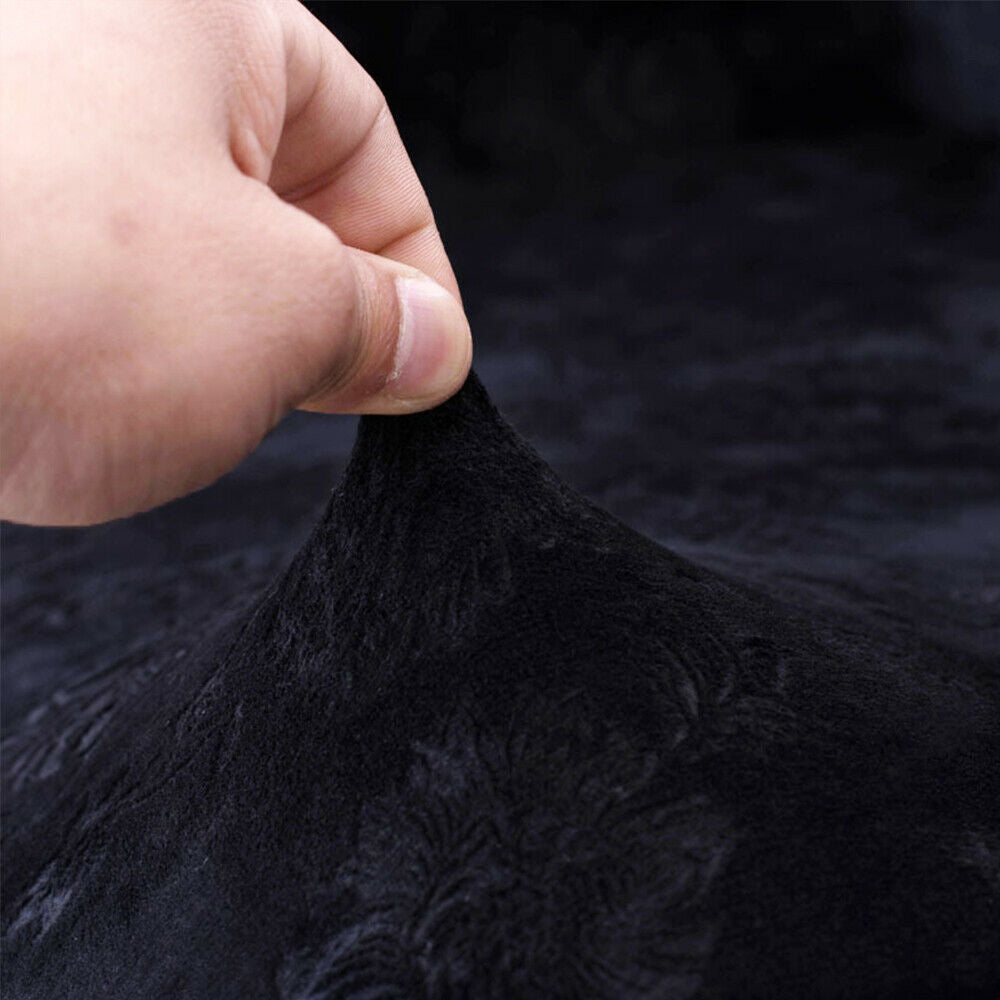 Sofa Cover Vintage Embossed Flower Sofa Cover Stretch Chair Couch Slipcovers - Black/One-Seater