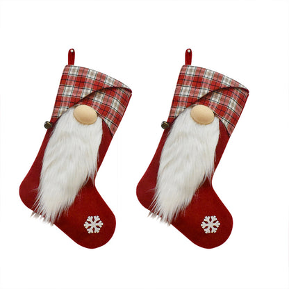 2Pcs Christmas Socks Santa Candy Bag Pocket Socks Xmas Tree Ornaments Stocking Decor -Red
