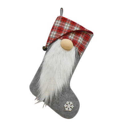 2Pcs Christmas Socks Santa Candy Bag Pocket Socks Xmas Tree Ornaments Stocking Decor -Grey