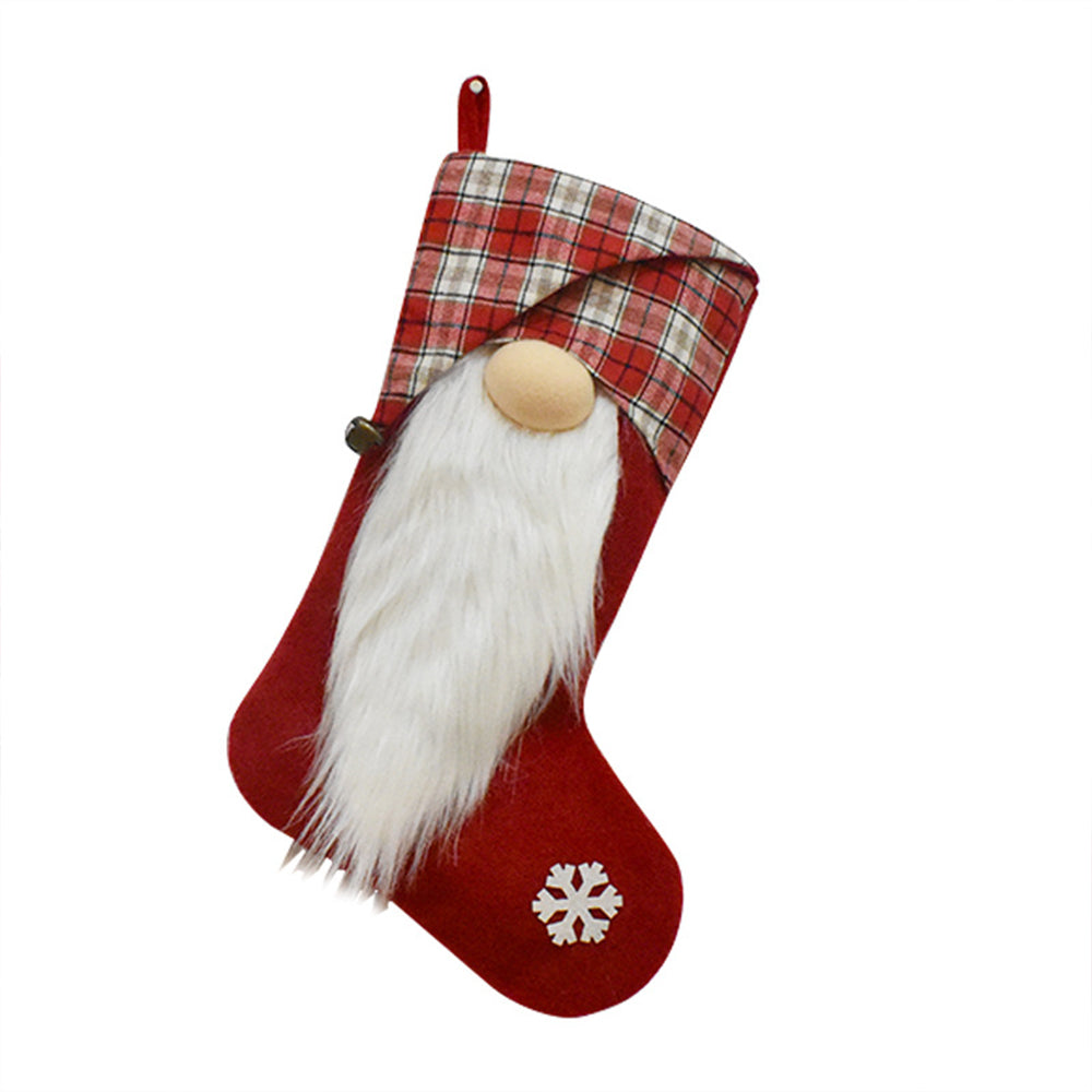 2Pcs Christmas Socks Santa Candy Bag Pocket Socks Xmas Tree Ornaments Stocking Decor -Red