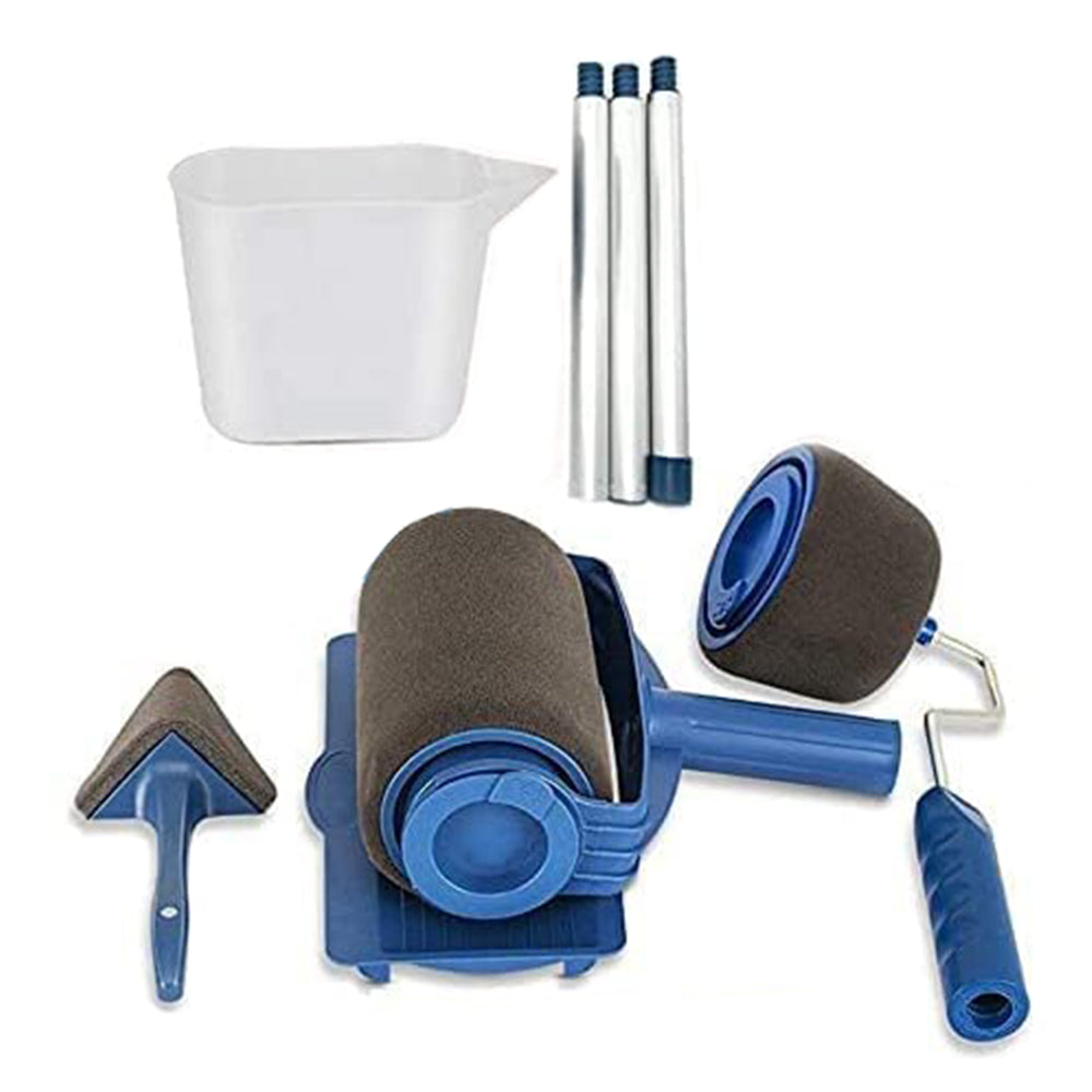 Set of 6Pcs Paint Roller Brush Kit with Stainless Steel Extension Poles