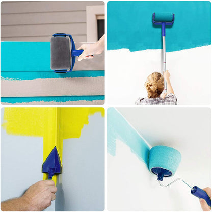 Set of 6Pcs Paint Roller Brush Kit with Stainless Steel Extension Poles