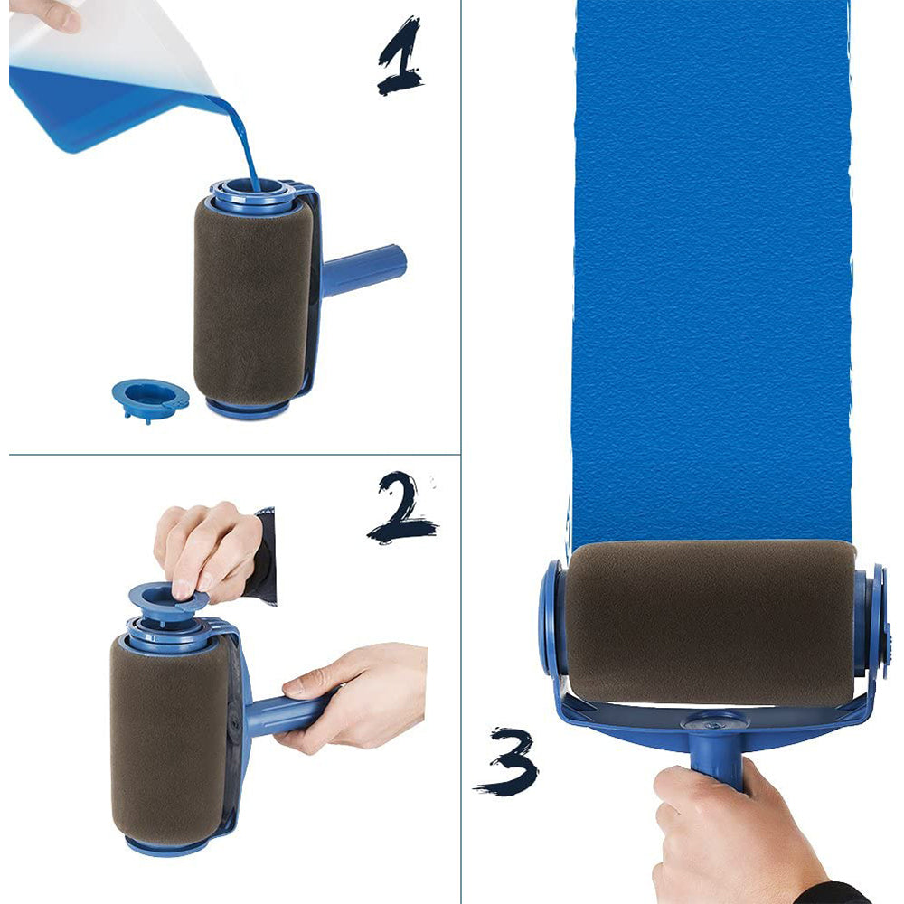 Set of 6Pcs Paint Roller Brush Kit with Stainless Steel Extension Poles