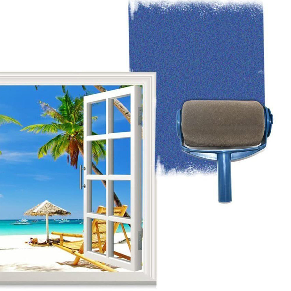 Set of 6Pcs Paint Roller Brush Kit with Stainless Steel Extension Poles