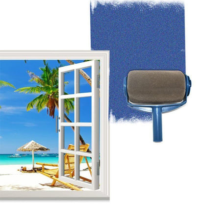 Set of 6Pcs Paint Roller Brush Kit with Stainless Steel Extension Poles