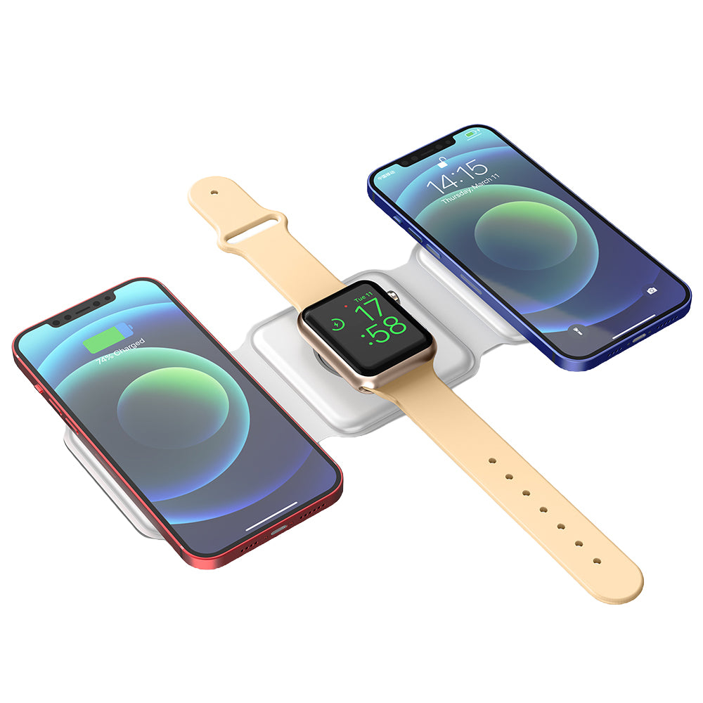Wireless Charger 3 in 1 Foldable Magnetic Fast Wireless Charging Pad -White