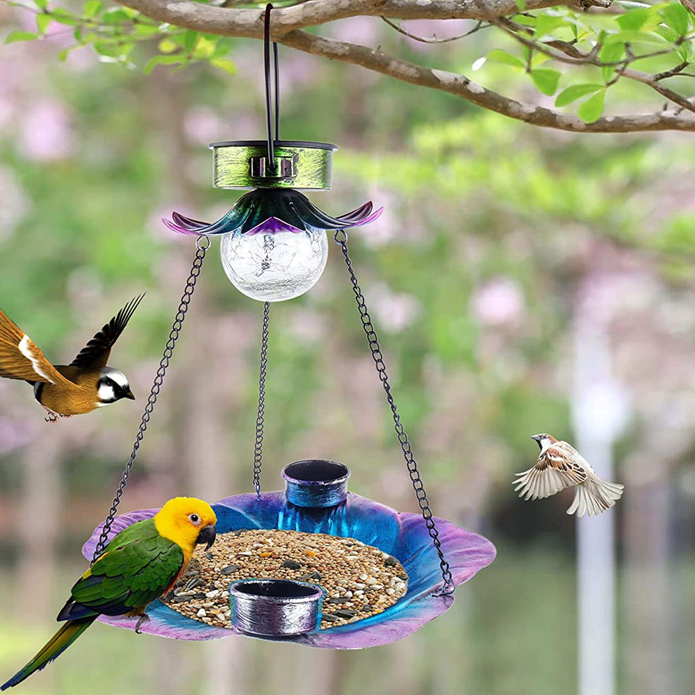 Solar Hanging Bird Feeder Hummingbird Feeder with Led Light