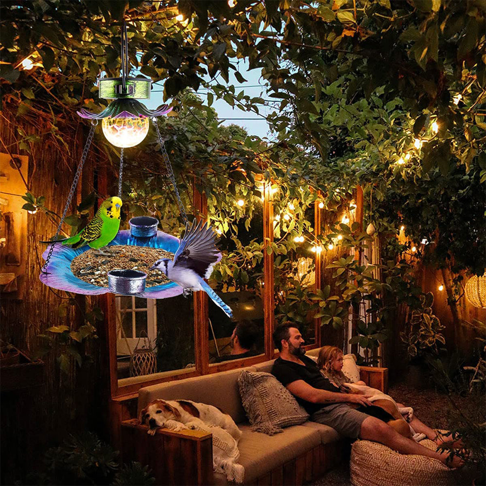 Solar Hanging Bird Feeder Hummingbird Feeder with Led Light