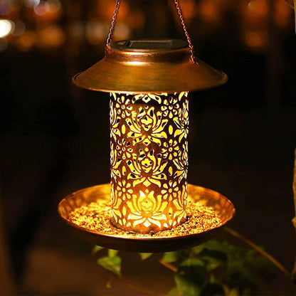 Solar Energy Bird Feeder with Solar Lantern Light Outdoor Garden Decoration