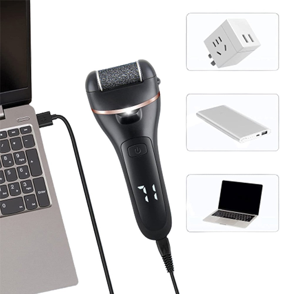 Electric Foot File Callus Remover with 10-Piece Pedicure Tool Set - Black