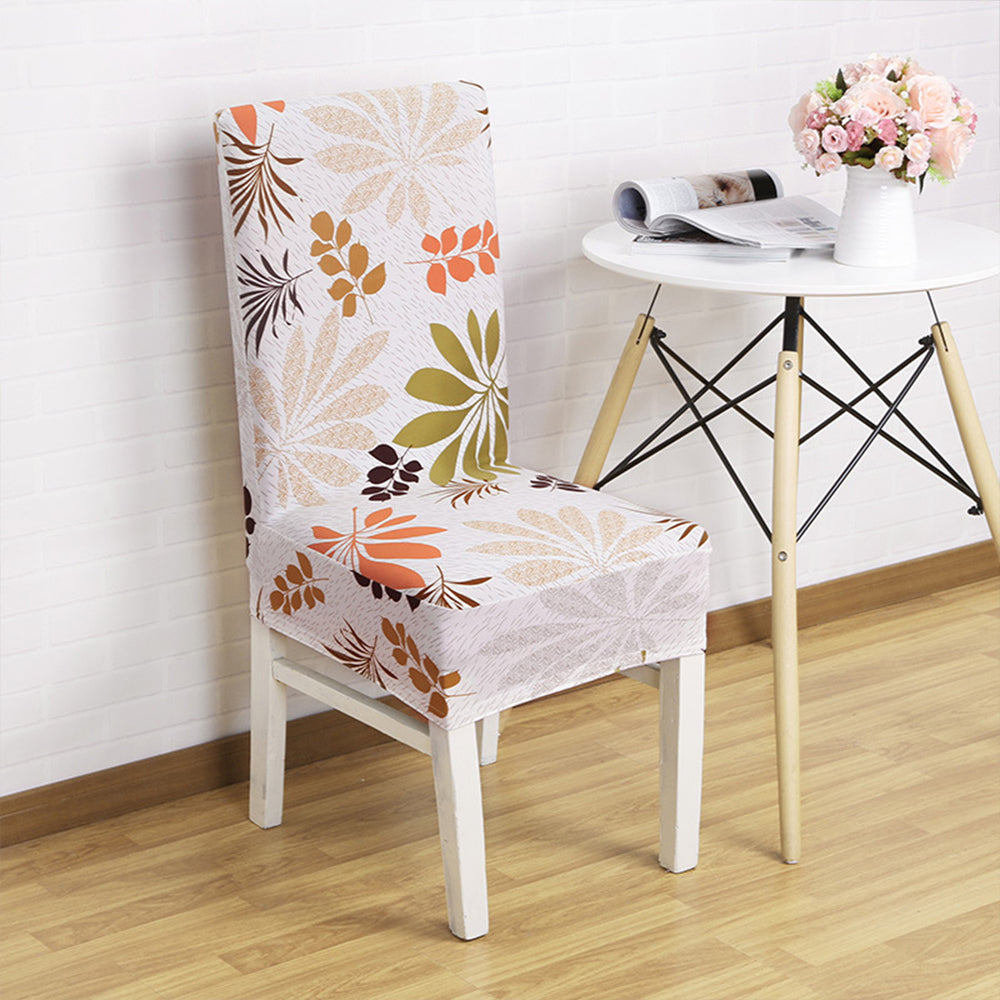 Chair Cover 2-Piece Dining Chair Cover Spandex Slip Cover Stretch Wedding Banquet Party - Leaf