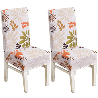Chair Cover 2-Piece Dining Chair Cover Spandex Slip Cover Stretch Wedding Banquet Party - Leaf