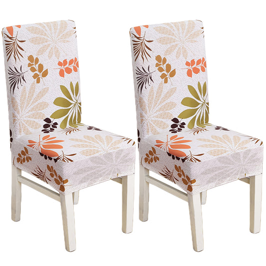 Chair Cover 2-Piece Dining Chair Cover Spandex Slip Cover Stretch Wedding Banquet Party - Leaf