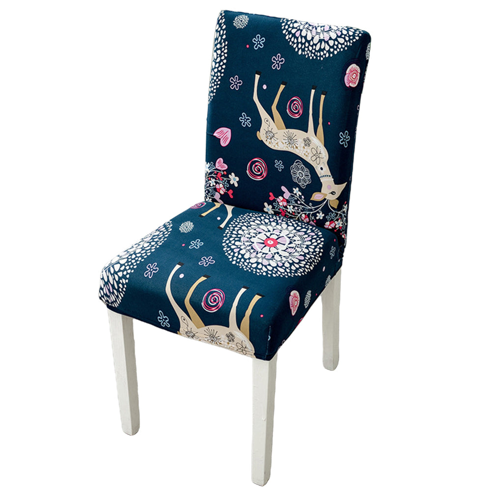 Chair Cover 2-Piece Dining Chair Cover Spandex Slip Cover Stretch Wedding Banquet Party - Deer