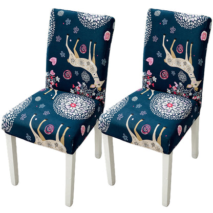 Chair Cover 2-Piece Dining Chair Cover Spandex Slip Cover Stretch Wedding Banquet Party - Deer